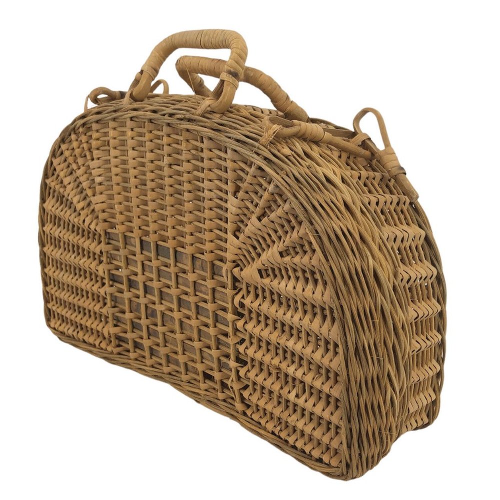 Natural Woven Ratten Bamboo Wicker Handbag Satchel Vintage Joy Proctor Design